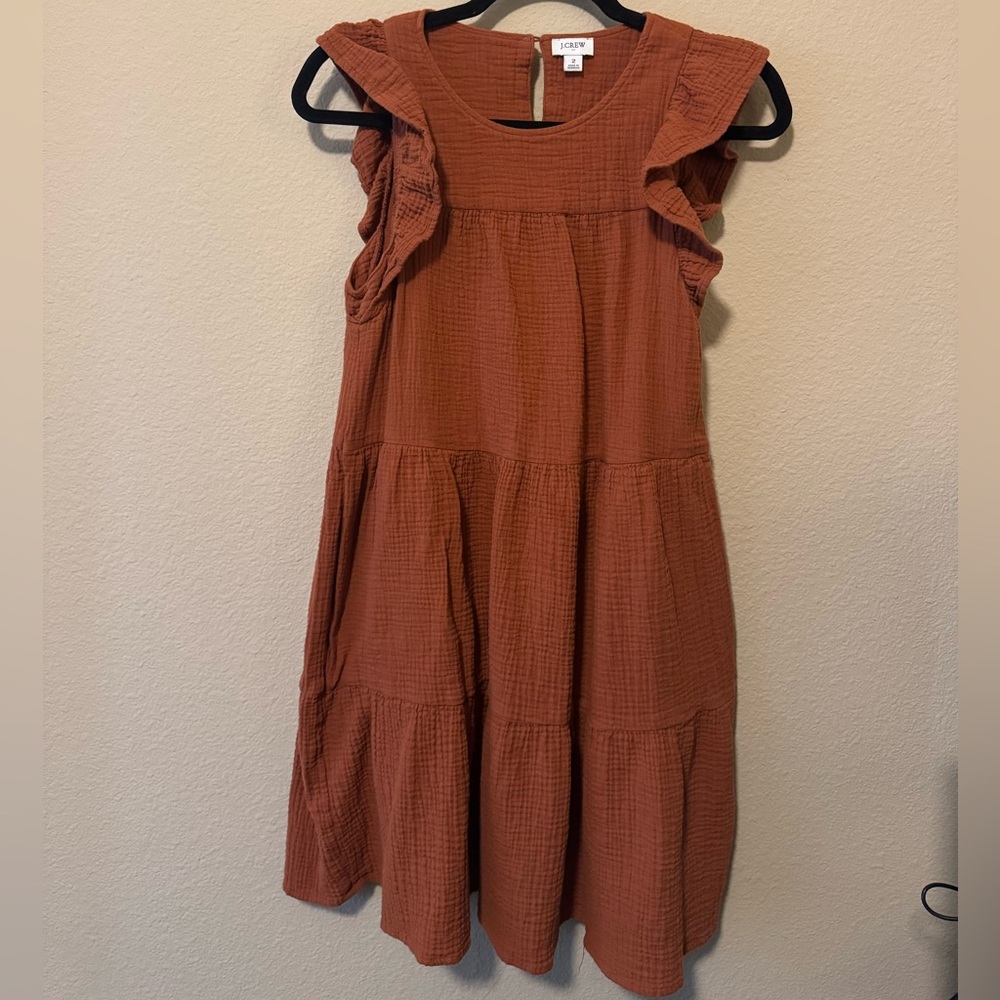 J. Crew gauze tiered ruffle sleeve dress